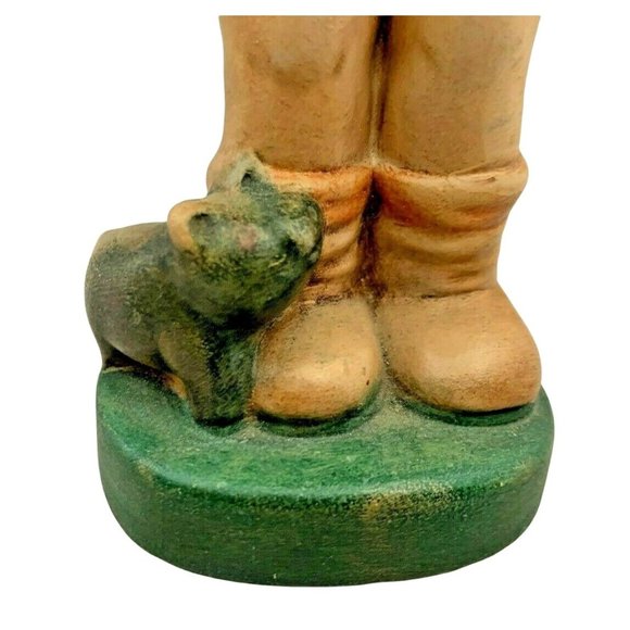 Boy and Girl Ceramic Figurines w/ Pig & Bunny Rabbit 8" Tall Hollow - Picture 8 of 9